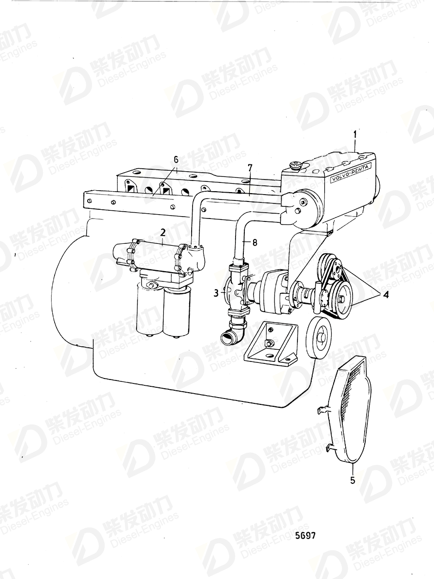 VOLVO Coolant pipe 3825445 Drawing